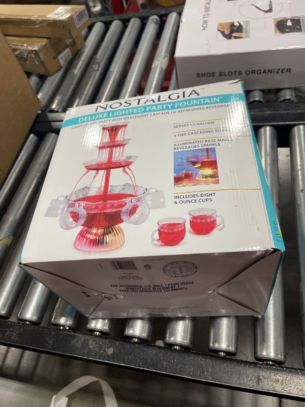 Photo 1 of Nostalgia LPF230 3-Tier Lighted Party Fountain, Holds 1.5 Gallons, LED Lighted Base, Includes 8 Reusable Cups