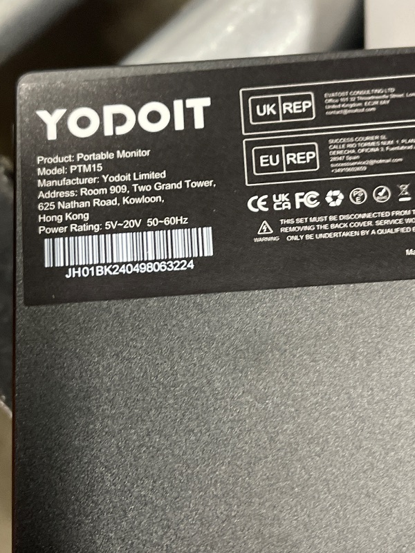 Photo 1 of Yodoit Portable Monitor for Laptop 15.6" 4K UHD Travel Gaming Monitor Screen IPS Display with USB Type C Port and Built-in Speakers with Cover Monitor Compatible with PC, Xbox Black