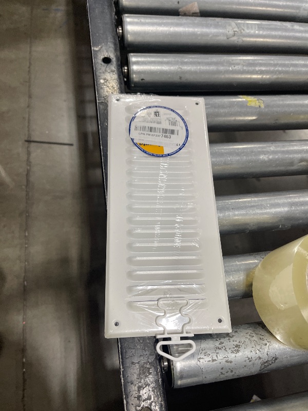 Photo 1 of Vent Systems - 3 x 10 Inch (Inner) White Metal Rectangular Soffit Air Vent Grille Cover, Register Vent Deflector Louver Built-in Mesh HVAC for Bathroom Home Office Kitchen 5" x 12" (Outer)
