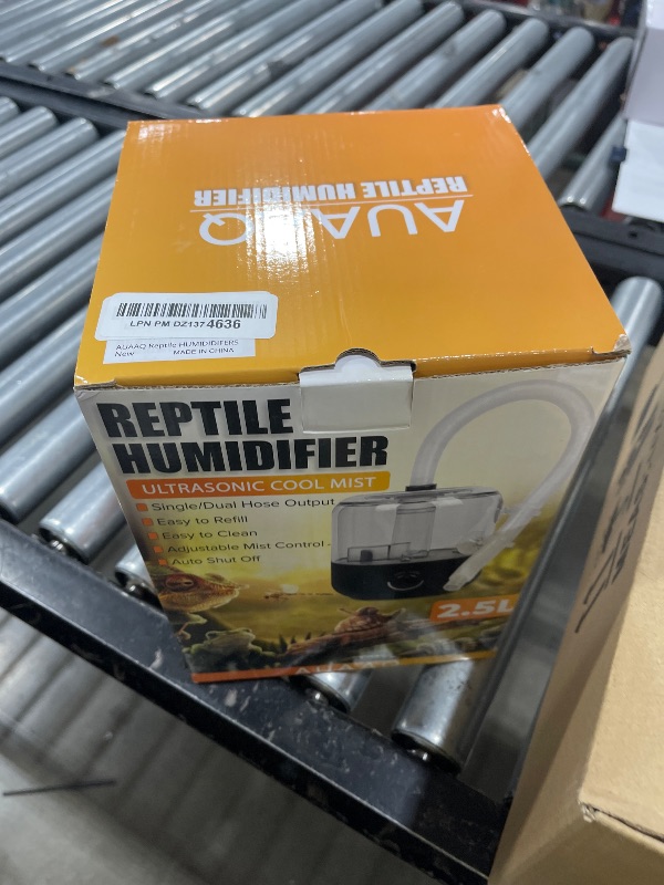 Photo 1 of Reptile Fogger Humidifier Mister for Reptile Tank, 2.5L Top-Fill Terrarium Humidifier with Hose for Snakes, Tortoises, Chameleons and Ball Python, Single/Dual White Hose, White Base, Translucent Tank