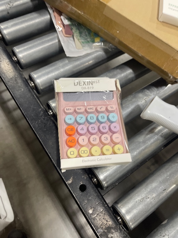 Photo 1 of DANRONG Mechanical Switch Calculator with Big Buttons, Calculators Desktop, 12 Digits, Large LCD Display, Desk Calculator, Cute Pink Calculators for Teachers Students Basic Office (Pink)