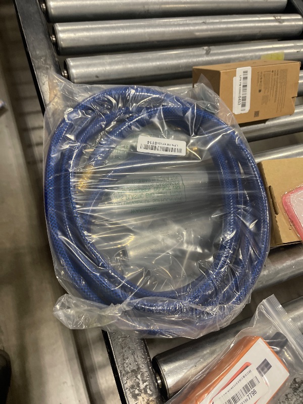 Photo 1 of FangFarm 5/8" Outdoor PVC Garden Hose with Water Stop, Hose Shut Off Valve, Flexible Water Hose, Durable and Leakproof, Solid Brass GHT Connector (10FT, Blue)