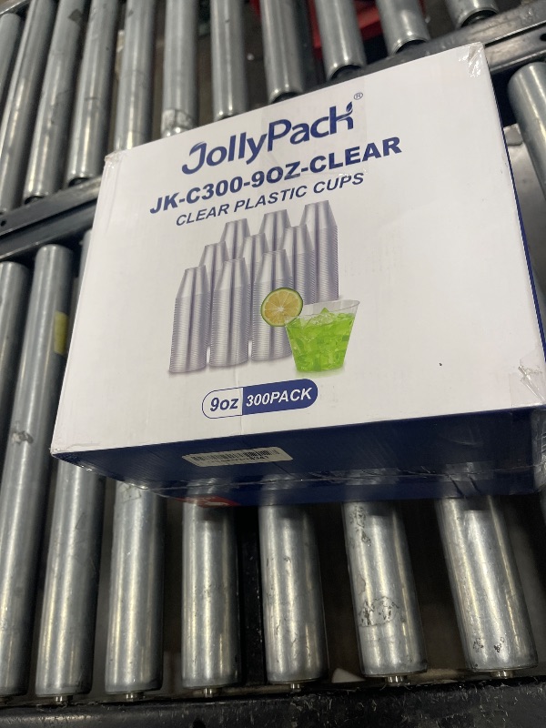 Photo 1 of JollyPack 300 Pack Clear Plastic Cups 9 OZ Disposable Heavy-duty Drinking Cups for Christmas, Wedding, Home and Events