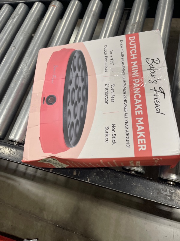 Photo 1 of Baker's Friend Mini Pancakes Maker Machine, Dutch Mini Pancake Griddle, 14 Holes Electric Poffertjes Pan, Ideal for Breakfast, Snacks, Desserts & More, Red