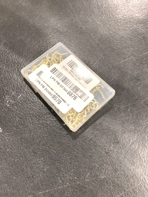 Photo 1 of RELBRO Small Screw Hooks, 1/2 Inch Mini Metal Twist in Hooks, Gold, 100 Pcs