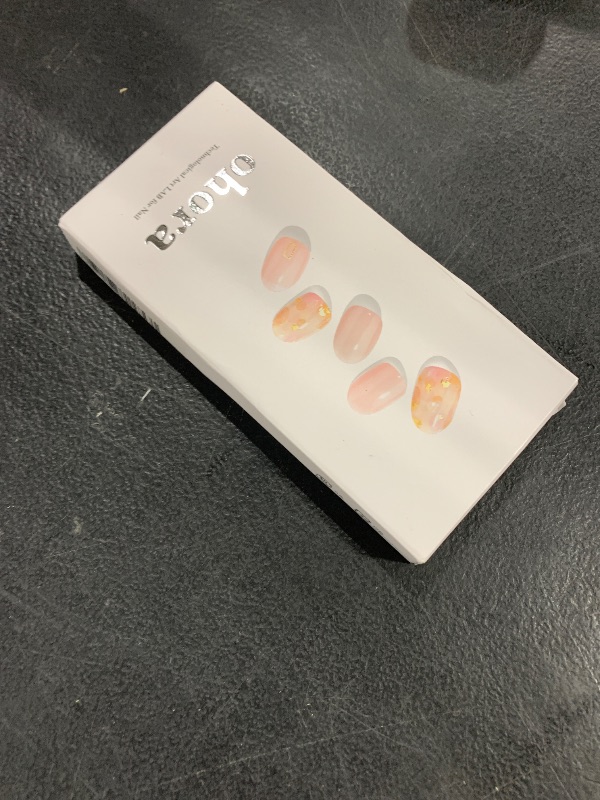 Photo 1 of ohora Semi Cured Gel Nail Strips (N Lazy Sunday) - Pink, Patterned, Works with Any UV/LED Lamps, Salon-Quality, Long Lasting, Easy to Apply & Remove - Includes 2 Prep Pads, Nail File & Wooden Stick