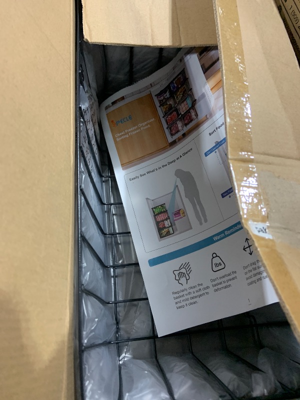 Photo 1 of iSPECLE Freezer Organizer Bins - 4 Pack Small Stackable Deep Freezer Organizer Bins for 7 Cu.Ft Freezers Easy Get Bottom Foods without Digging, Chest Freezer Organizer Prevent Frozen Food Waste, Black