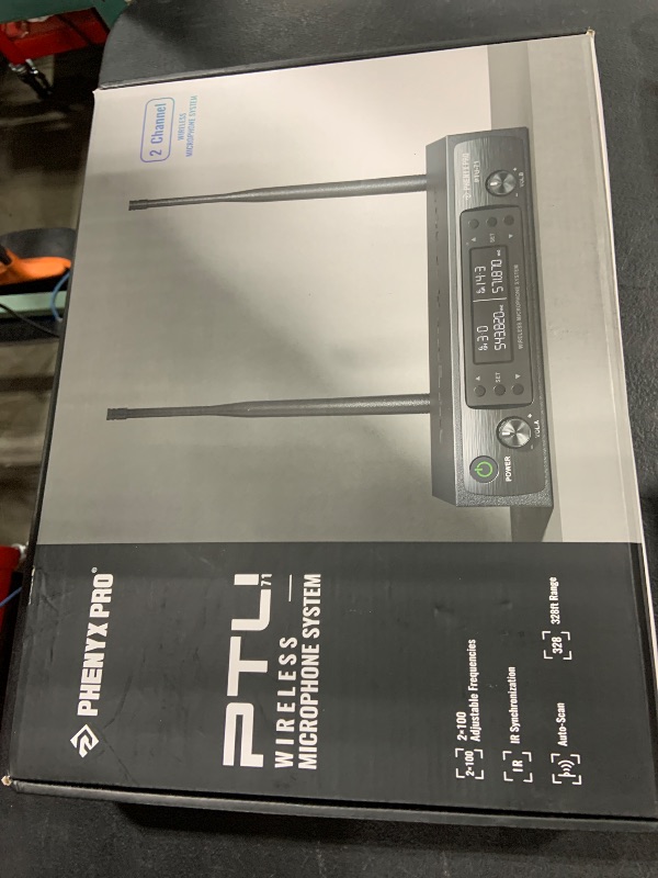 Photo 1 of Phenyx Pro Wireless Microphone System, Dual Wireless Mics,w/ 2 Handhelds, Auto Scan,2x100 UHF Frequencies,328ft Range,Dynamic Microphone for Singing, Karaoke, Church(PTU-71-2H)