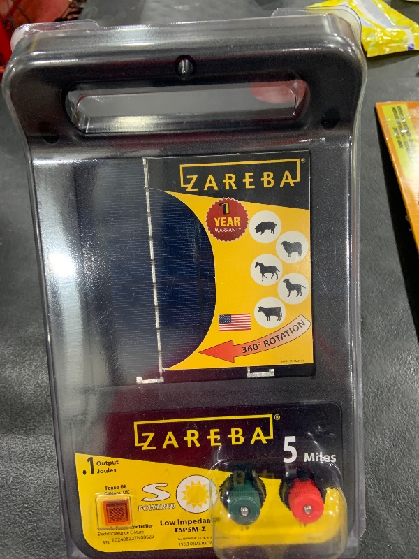Photo 1 of Zareba ESP5M-Z Solar Powered Low Impedance Electric Fence Charger - 5 Mile Lightning Electric Fence Energizer, Contain Animals and Keep Out Predators,Black