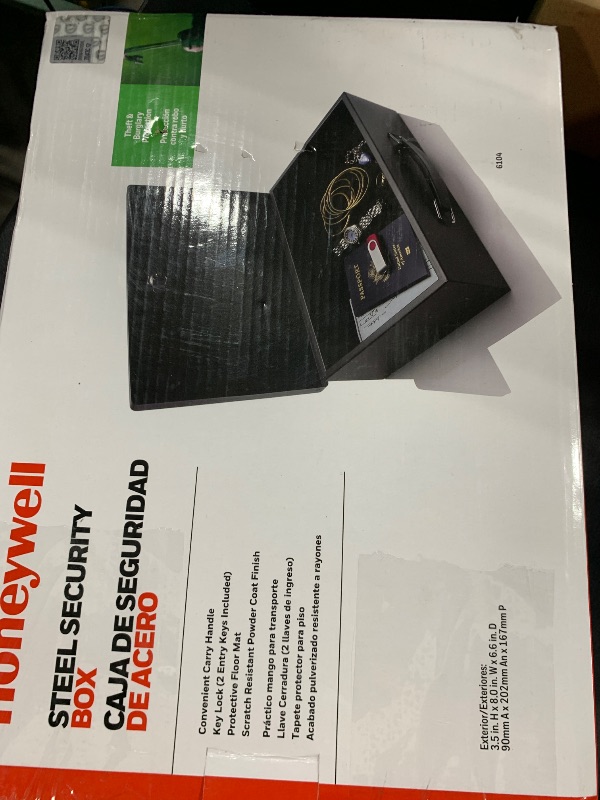 Photo 1 of Honeywell Safes & Door Locks - Small Safe Box for Home - Fire Resistant Documents Lock Box with Keys - Steel Security with Key Lock for Personal Items, Jewelry, Money - 0.17 Cubic Feet - Black - 6104