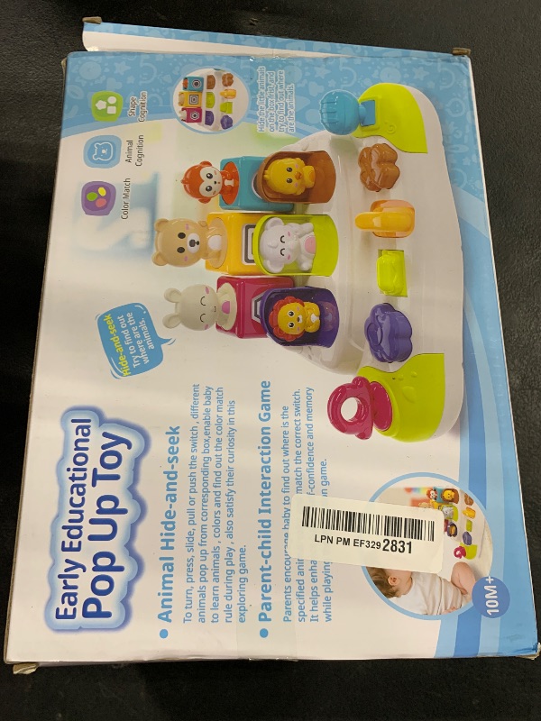 Photo 1 of PANITU Baby Pop Up Animal Toys with Buttons & Colors, Montessori Cause and Effect Toys for Boys Girls, Kids, Toddlers, Babies – 9 Months +