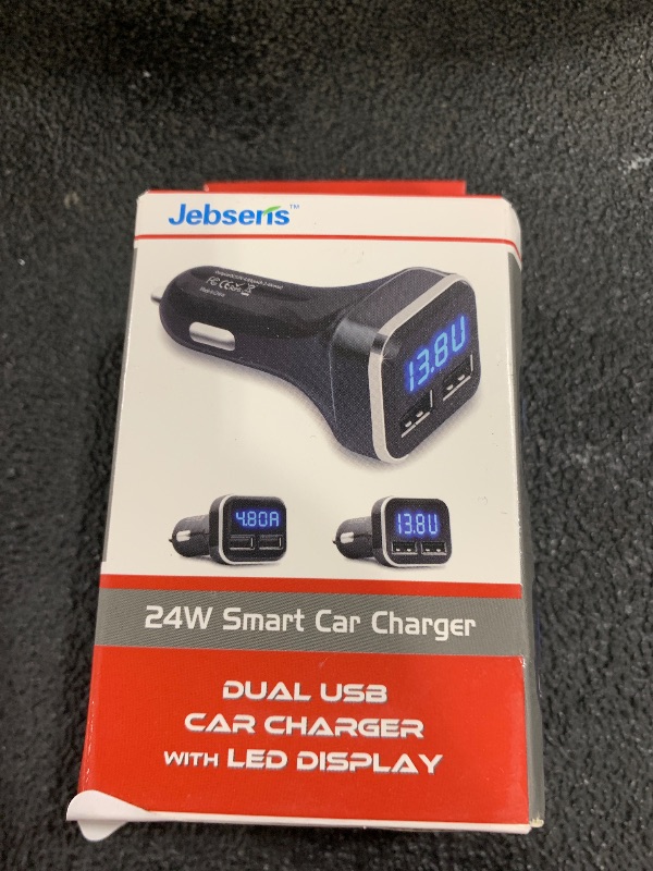 Photo 1 of Jebsens 4.8A 24W Dual USB Car Charger Volt Meter Car Battery Monitor with LED Voltage & Amps Display, Cigarette Lighter Adapter, Compatible with iPhone 15 Pro Max Plus 14 Samsung Galaxy S24 iPad Pro