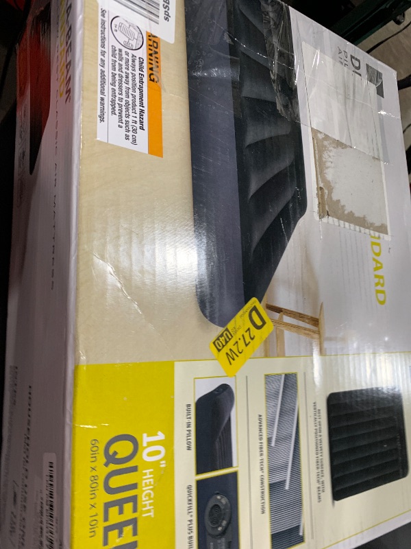 Photo 1 of INTEX 64149ED Dura-Beam Standard Pillow Rest Air Mattress: Fiber-Tech – Queen Size – Built-in Electric Pump – 10in Bed Height – 600lb Weight Capacity