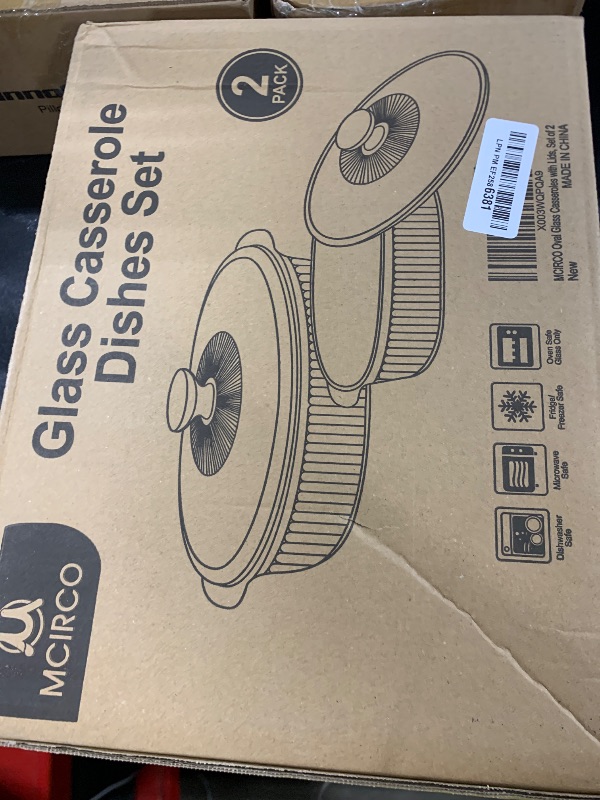Photo 1 of M MCIRCO 4-Piece Glass Casserole Baking Dish, Set of 2 Casseroles With Glass Lids, 1.9 Qt and 3 Qt