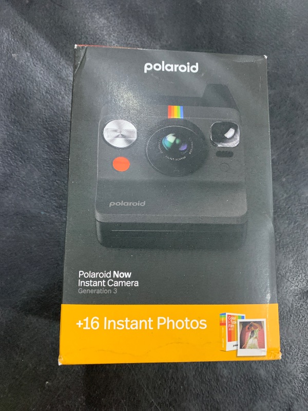 Photo 1 of Polaroid Now 3rd Generation I-Type Instant Camera + Film Bundle - Now Black Camera + 16 Color Photos (6560)