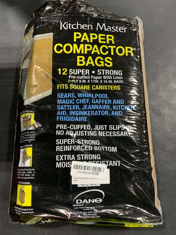 Photo 1 of Kitchen Master Super Strong Compactor Bags (12 Pack) | Precuffed, Garbage Compactor Bags, Kitchen Bags, Hardware for Kitchen, Paper Trash Compactor Bags, Kitchen Essential, Paper & Plastic Lined Bags