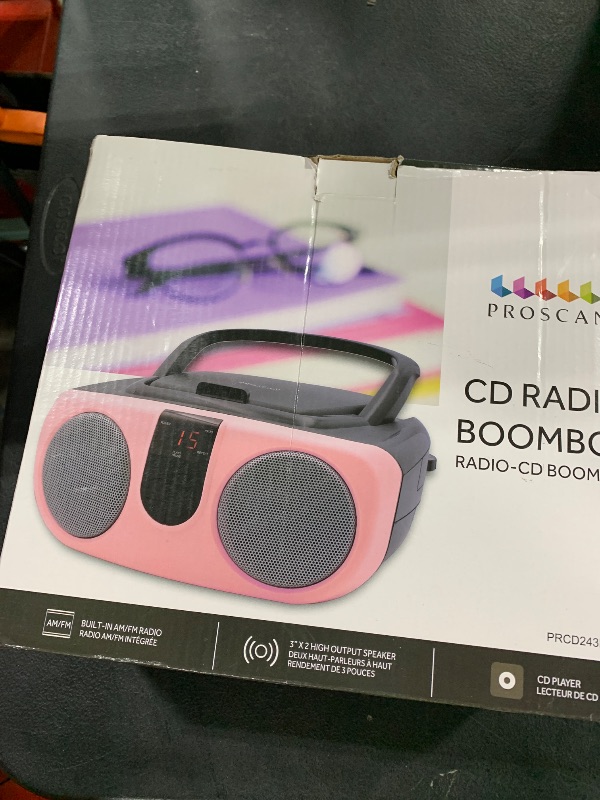 Photo 1 of PROSCAN SRCD243 Portable CD Player with AM/FM Radio, Boombox (Pink)