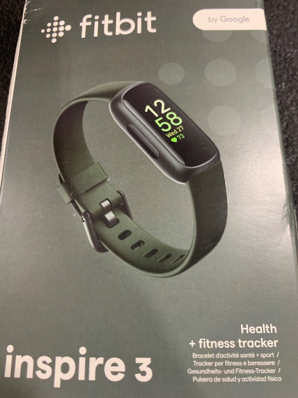 Photo 1 of Fitbit Inspire 3 Health &-Fitness-Tracker with Stress Management, Workout Intensity, Sleep Tracking, 24/7 Heart Rate and more, Midnight Zen/Black One Size (S & L Bands Included)