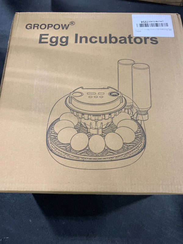 Photo 1 of GROPOW 12 Egg Incubator, Automatic Turning with Temperature & Humidity Control, Egg Candler, 360 View with Air Vent, Auto Water Bottle Refill, Chicken Incubator for Hatching Eggs