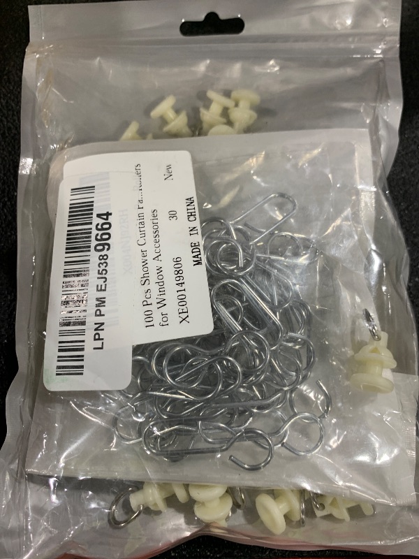 Photo 1 of 100 Pieces Shower Curtain Pack of 50 Pieces Hooks and 50 Pieces Gliders for Shower Curtain Straight Curved Curtain Track Rollers for Bendable Curtain Track Pulley, Curtain Track Carrier Hooks

