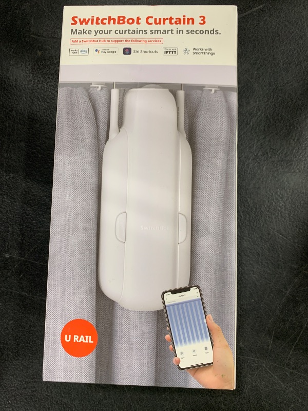 Photo 1 of SwitchBot Automatic Curtain Opener - Bluetooth Remote Control Smart Curtain with App, Upgraded High-Performance Motor, Add SwitchBot Hub to Work with Alexa, Google Home, HomeKit (Curtain 3, U Rail)