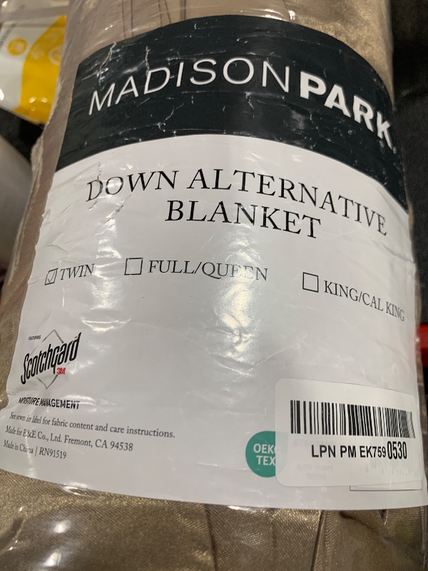 Photo 1 of Madison Park Windom Down Alternative Blanket, Premium 3M Scotchgard Moisture Wicking Treatment, Lightweight and Soft Bed Cover For All Season, Satin Trim, Brown Twin