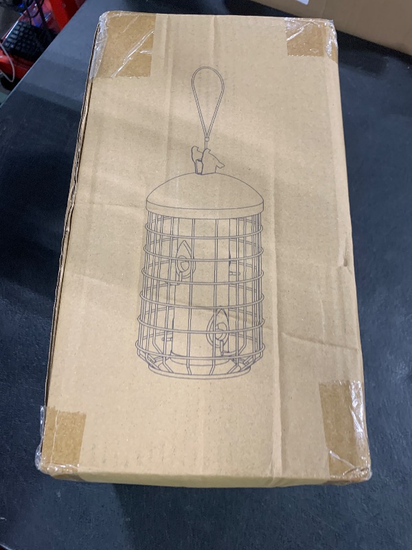 Photo 1 of Yinns Caged Bird Feeder for Outside, Large Squirrel Proof Metal Bird Feeders 3 Lbs, Wild Bird Feeder Hanging Outdoors Tube Feeders with 4-Ports, Waterproof (Green)