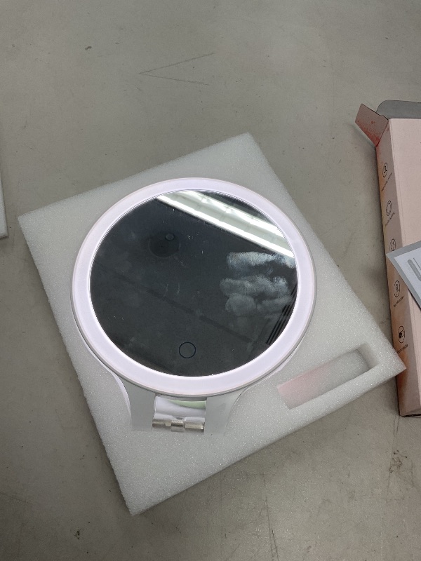 Photo 1 of FASCINATE Magnifying Mirror 10X 1X Double Sided Magnification Makeup Vanity Mirror Rechargeable Lighted Mirror with 3 Color Setting Adjustable Rotation LED Vanity Desk Mirror
