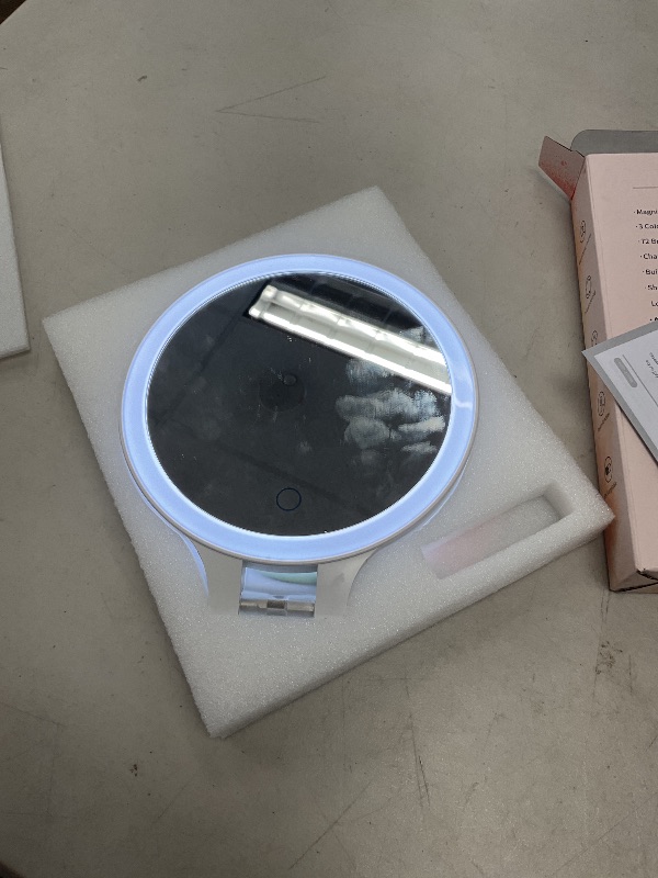 Photo 1 of FASCINATE Magnifying Mirror 10X 1X Double Sided Magnification Makeup Vanity Mirror Rechargeable Lighted Mirror with 3 Color Setting Adjustable Rotation LED Vanity Desk Mirror