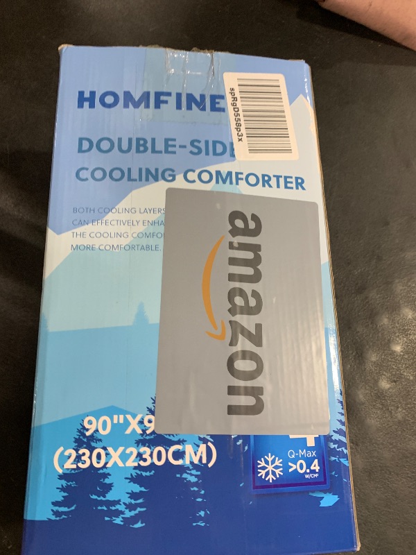 Photo 1 of HOMFINE Cooling Comforter Japanese Double-Sided Cold Tech Fabric Cooling Blanket for Night Sweats Hot Sleepers, Q-Max 0.45 Soft Breathable Silky Smooth Lightweight Grey Summer Comforter Queen