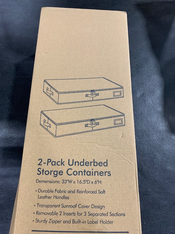 Photo 1 of FLYBOX Under Bed Storage Box Featuring Robust Construction & Ultra-Thick Fabric,Clothes Underbed Organizer Containers,Collapsible Closet Under the bed Storage Bags, 33" L x 16.5" W x 6" H, Beige,2 PK