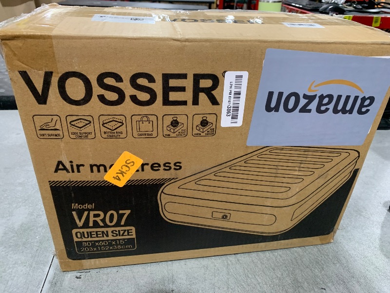 Photo 1 of VOSSER Queen Air Mattress with Built-in Pump,Fast & Easy Inflation/Deflation Inflatable Mattress, Foldable Blow Up Mattress with Storage Bag, Inflatable Bed for Home, Camping & Guests