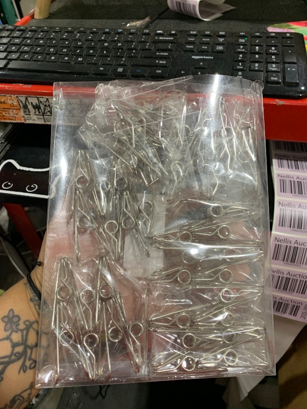 Photo 1 of 40 Pack Stainless Steel Small Clothes Pins Durable Clothes Pegs Multi-Purpose Metal Wire Utility Clips for Laundry Home Kitchen Outdoor Travel Office