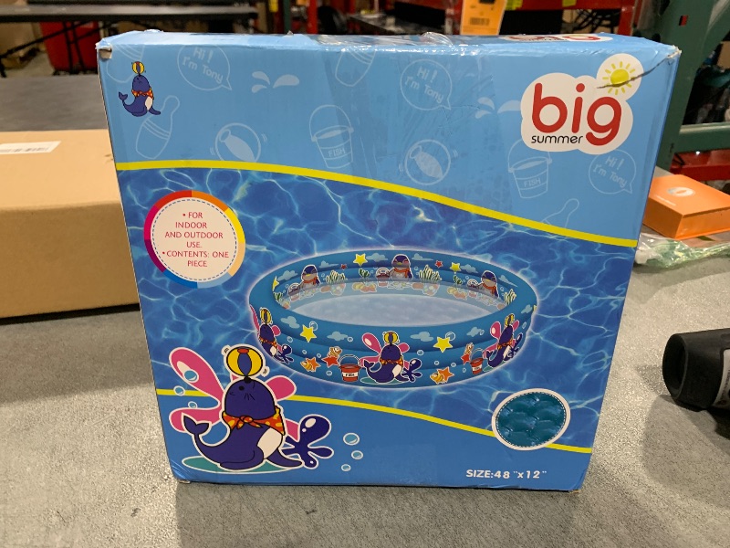 Photo 1 of 3 Rings Kiddie Pool for Toddler, 48”X12”?Kids Swimming Pool, Inflatable Baby Ball Pit Pool, Small Infant Pool (Blue)