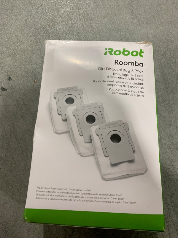 Photo 1 of iRobot Authentic Replacement Parts - 3 Count (Pack of 1) Dirt Disposal Bags Compatible with Roomba Clean Base Models i1+, i3+, i4+, i5+, i7+, i8+, Combo j8+, j9+