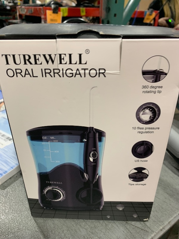 Photo 1 of TUREWELL Water Dental Flosser for Teeth/Braces, Water Teeth Cleaner 8 Jet Tips and 10 Pressure Levels, 600ML Large Water Tank Oral Irrigator for Family(Black)