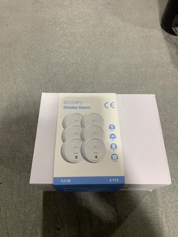 Photo 1 of Ecoey  Detector, 10 Year Fire Alarms Smoke Detectors?Smoke Detector Battery Operated with Photoelectric Sensor, Fire Alarm with Low Battery Indicator, Smoke Detectors Used in Home, FJ138, 6 Packs