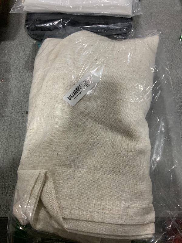 Photo 1 of Mrs.Naturall Linen Curtains 102 Inches Long for Living Room 2 Panel Set Rod Pocket Bedroom Drapes Light Filtering Semi Sheer Ivory Cream Colored Curtain for Patio Sliding Door Farm House 52x102 Length