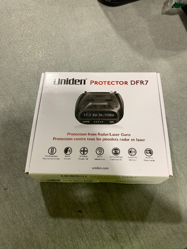 Photo 1 of Uniden DFR7 Super Long Range Wide Band Laser/Radar Detector, Built-in GPS w/Mute Memory, Voice Alerts, Red Light & Speed Camera Alerts, OLED Display, Black