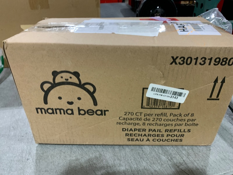 Photo 1 of Amazon Brand - Mama Bear Diaper Pail Refills for Genie Pails, Unscented, 2160 Count (8 Packs of 270)