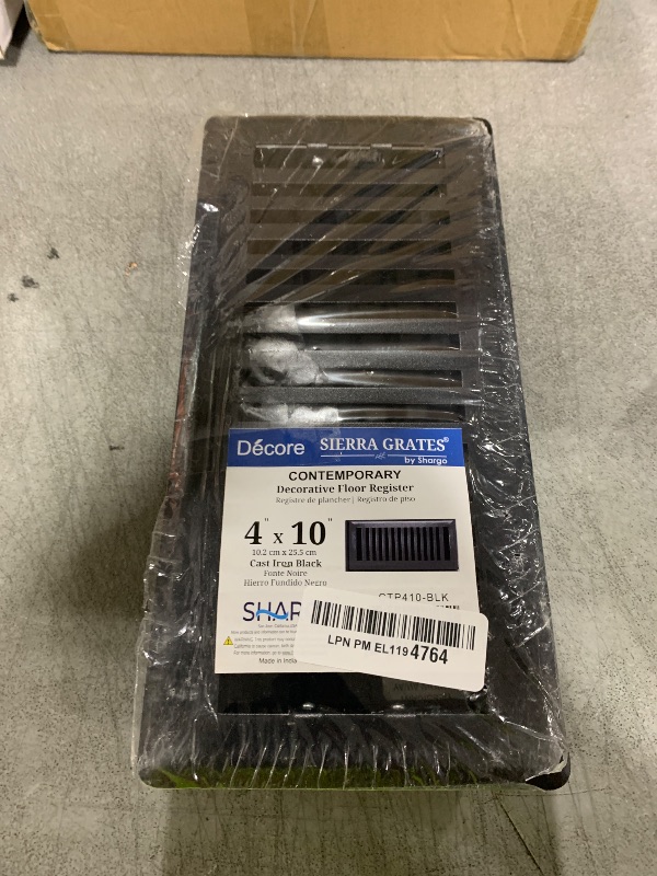 Photo 1 of Sierra Grates Precision Flow 4" x10" Steel Floor Register - Contemporary Design, Textured Black Finish - Premium Home Vent Covers, Durable & Decorative - Fits 4"x10" Duct Openings, Easy Installation