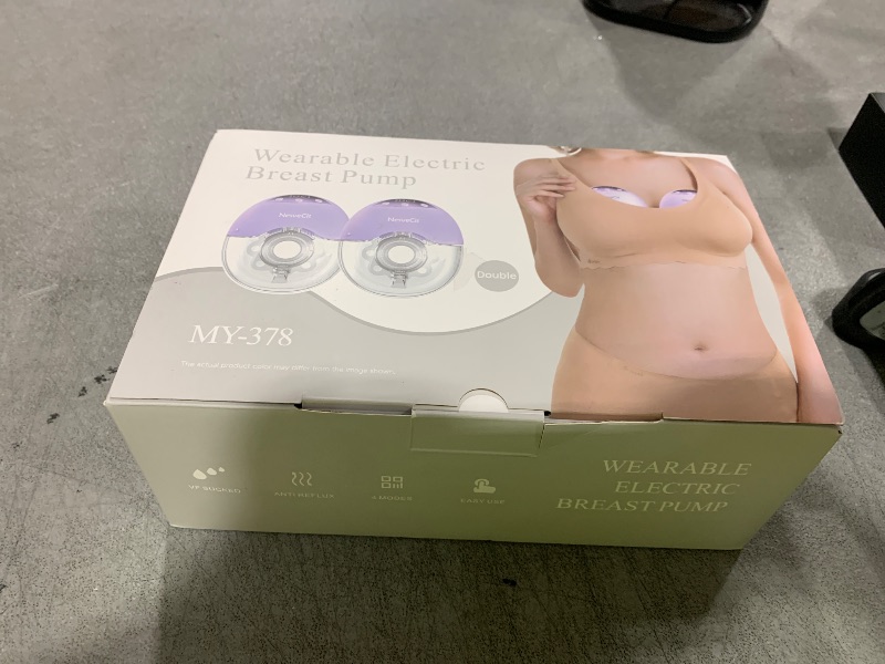 Photo 1 of Electric Breast Pump Hands Free, Wearable Breast Pump with 4 Modes/12 Levels, Portable Painless Pumping, Adjustable Flange Sizes 19/21/24mm, Timer LCD Display Memory Function, 2 Pack Purple