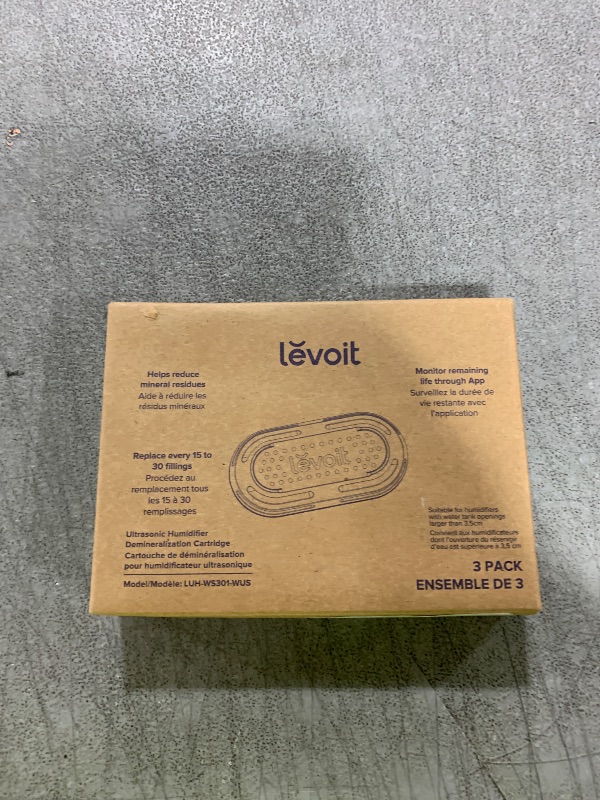Photo 1 of LEVOIT 3-Pack Humidifier Demineralization Cartridge, Compatible with All LEVOIT Top Fill Humidifiers, Calcium and Magnesium Ion Softening, Ultrasonic Welding Design, APP Reminder, White