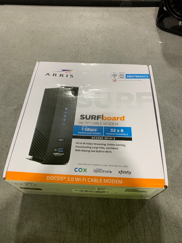 Photo 1 of ARRIS (SBG7600AC2) - Cable Modem Router Combo - DOCSIS 3.0 & AC2350 WiFi, for Comcast Xfinity, Cox, check with ISP for compatibility [Not for Spectrum] Four 1 Gbps Ports , 800 Mbps Max Internet Speeds