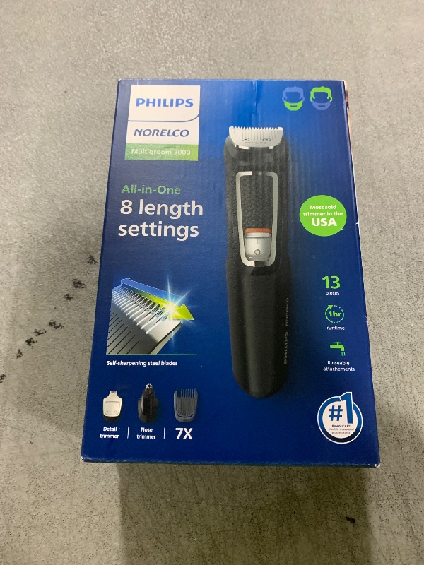 Photo 1 of Philips Norelco Multi Groomer All-in-One Trimmer Series 3000-13 Piece Mens Grooming Kit for Beard, Face, Nose, Ear Hair Trimmer and Hair Clipper - NO Blade Oil Needed, MG3740/40