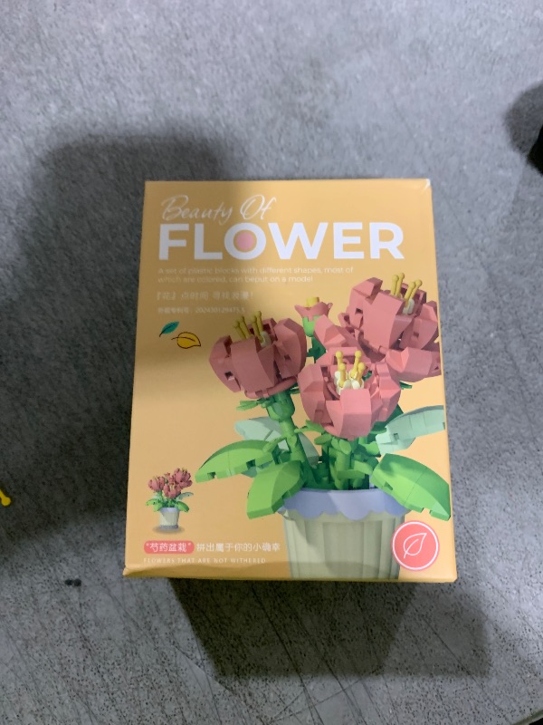 Photo 1 of Jollcnoia Peony Mini Flower Potted Plant Bonsai Building Toy Blocks Particle Flower Botanical