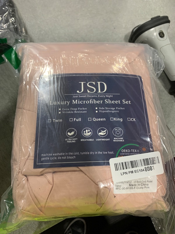 Photo 1 of JSD Dusty Pink Full Sheet Set with Side Pocket Corner Straps, 4 Piece Soft Microfiber Bed Sheets Extra Deep Pocket