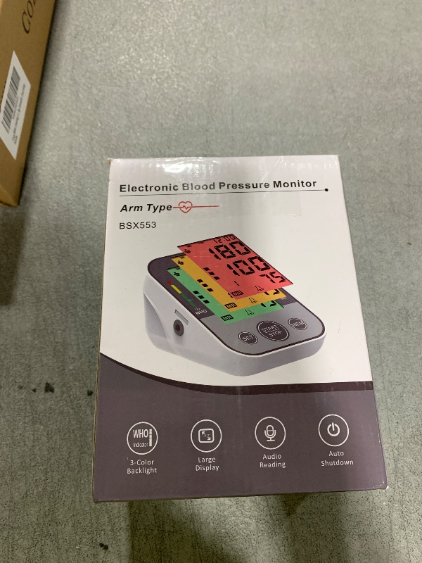 Photo 1 of Blood Pressure Monitor Upper Arm Blood Pressure Machine for Home Use BP Cuff Kit, Large 3-Color 3.4'' Display with Backlight,Pulse Rate Detection Meter with Cuff 22-42cm/2×99 Sets Memory (Gray 553)