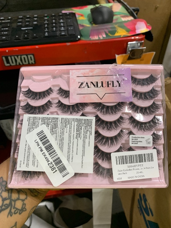 Photo 1 of False Eyelashes Russian Strip Lashes Cat Eye Lashes Volume False Lashes D-Curly Fake Lashes zanlufly Reusable 14 Pairs Lashes Pack