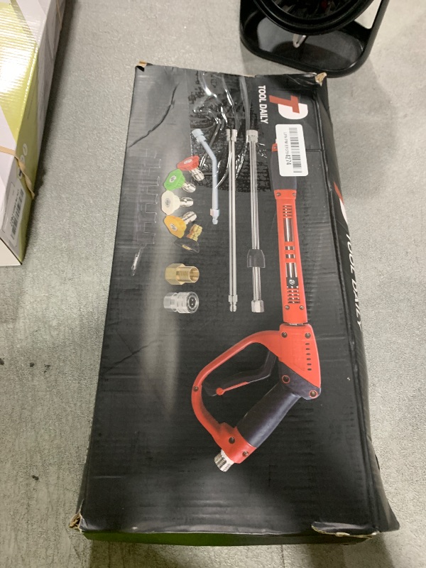 Photo 1 of Tool Daily Pressure Washer Gun with Replacement Wand, 17 Inch Power Washer Extension Wand, 30° Curved Rod, 5 Nozzle Tips, 4000 PSI